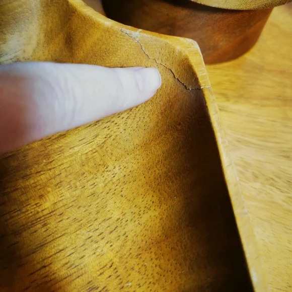 Vintage Wooden Lazy Susan Carved Fish Serving Tray Monkeypod - Picture 15 of 17